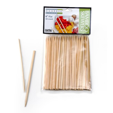 Rsvp International Bamboo Skewer - 6In Flat Skewer - 50 Ct. BOO-6